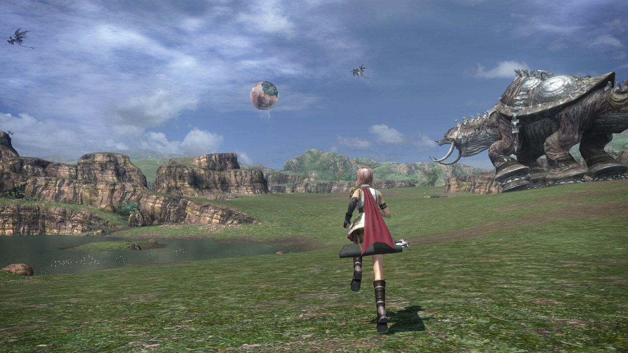 Lightning exploring a vast plain in a screenshot from Final Fantasy XIII