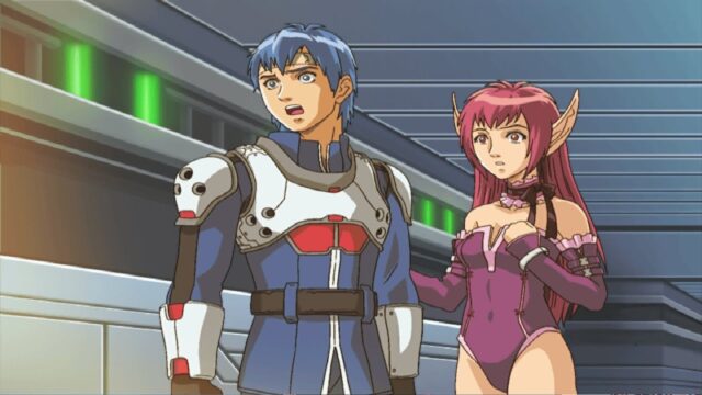 Phantasy Star's Nei and Rolf looking surprised.